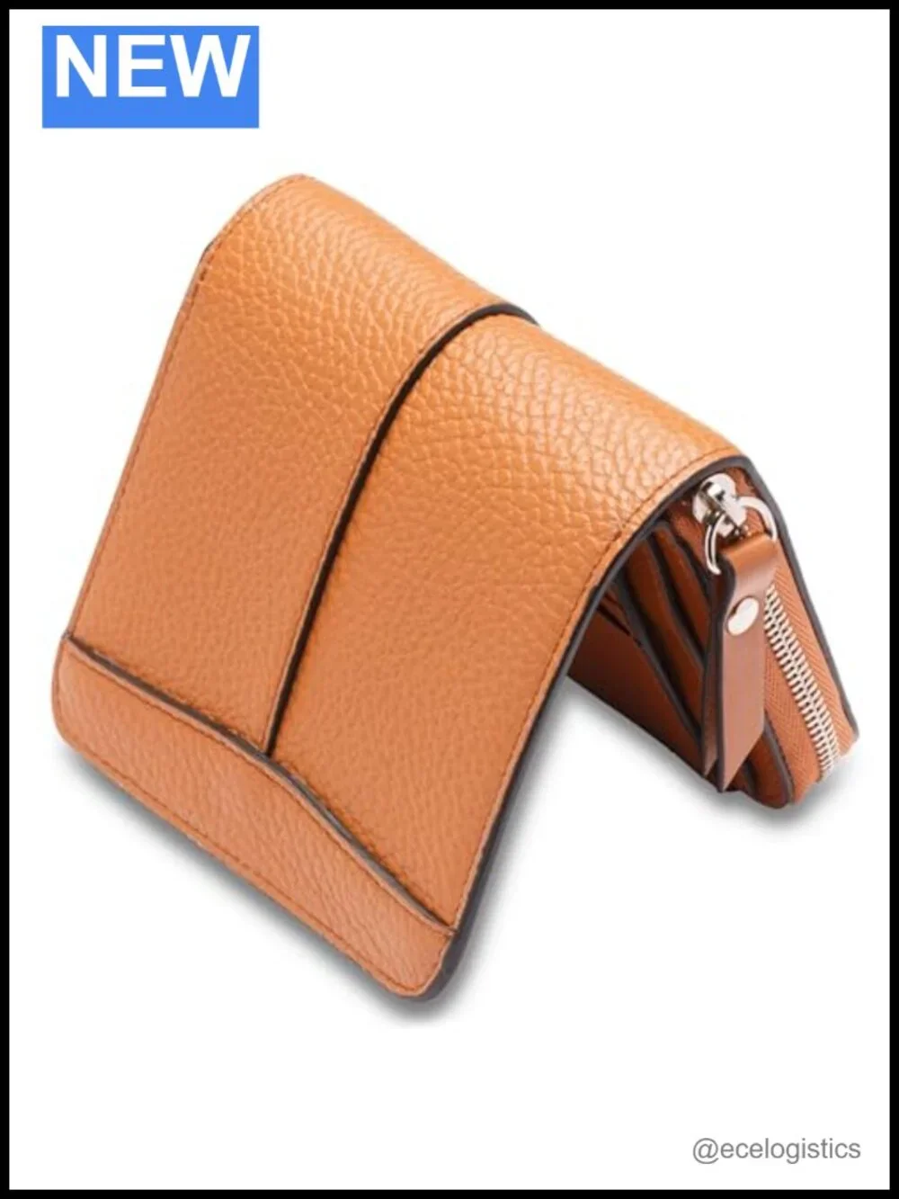 Women's Italian Leather Bifold Wallet with 8 Card Slots & Zip Coin Pocket